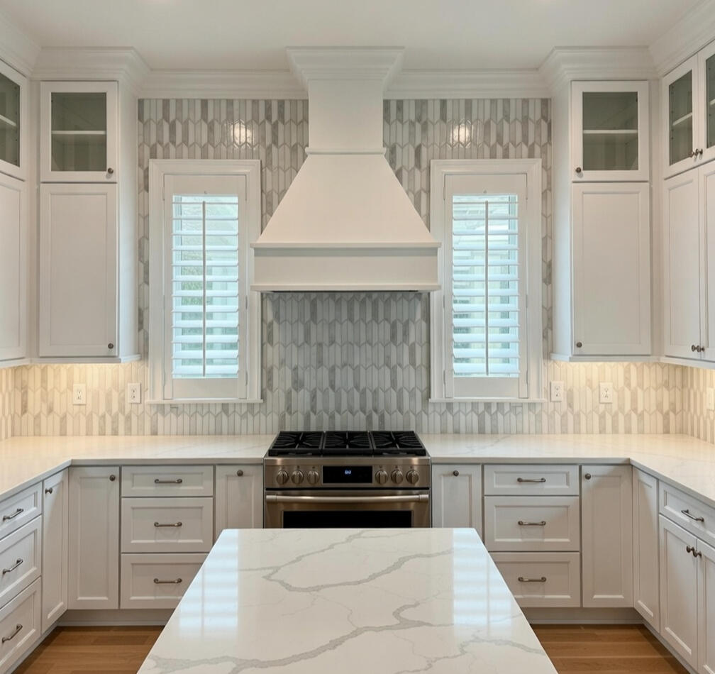 Thassos & Carrara Marble Picket Tile Backsplash