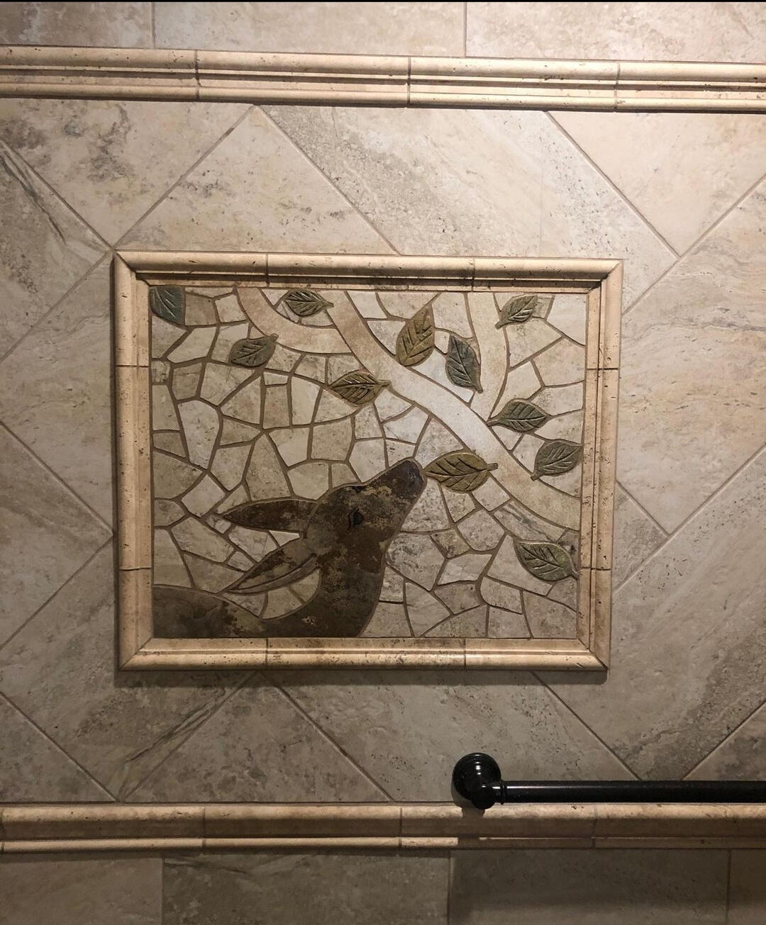 Framed Rustic Deer Mosaic